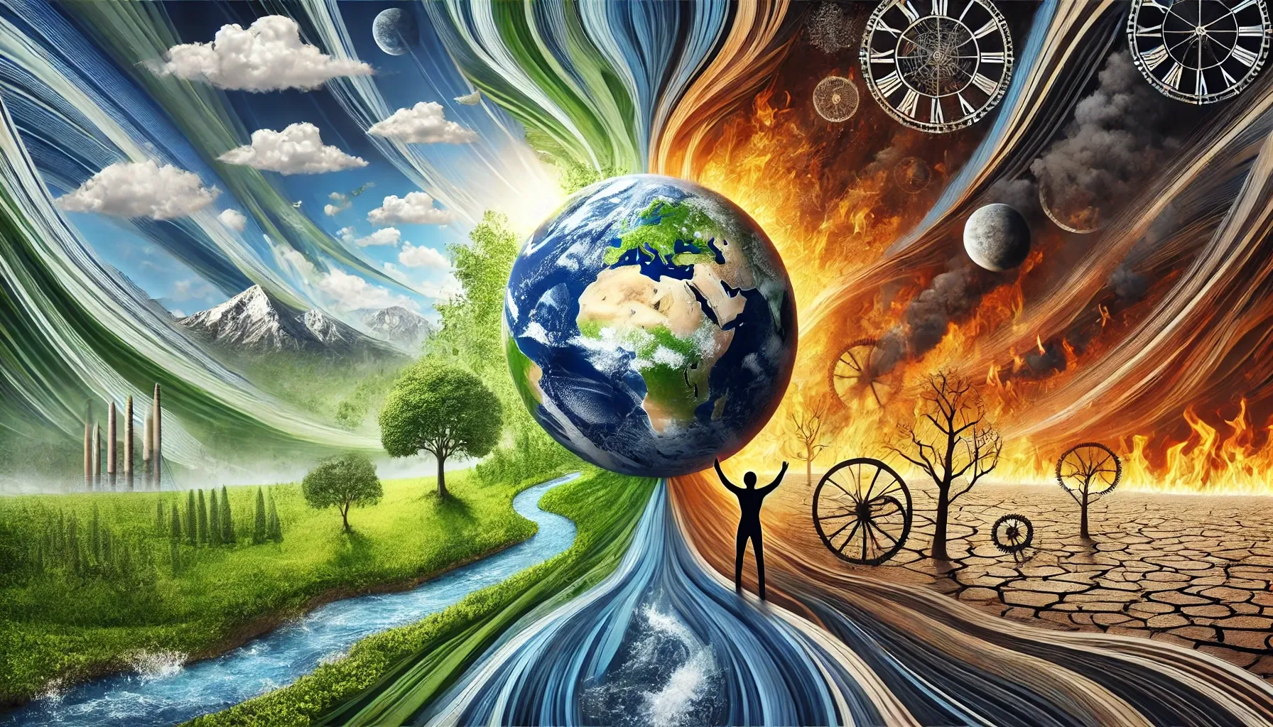 A symbolic, realistic yet abstract hero image for a blog post about climate change.